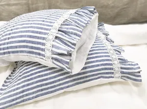 Funda de Almohada de Lino Suave con <span class=keywords><strong>Volantes</strong></span> y Encaje, Tamaños Estándar, Queen, King, Fundas de Almohada Corporal, Tamaños Personalizados - Product Image 4