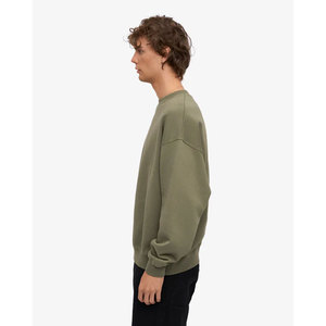 เสื้อสเวตเชิ้ตคอกลมสีเขียวมะกอกสำหรับผู้ชาย ทรงโอเวอร์ไซส์ ความยาวปกติ สีพื้น สไตล์ลำลอง - Product Image 3