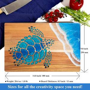 Planche à découper ronde moderne en bois et résine époxy de qualité supérieure, faite à la main, épaisseur 1,5 cm, passe au lave-vaisselle, pour la cuisine et les restaurants - Product Image 5