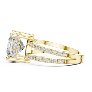 Anillo de Diamante Princess de 3 Quilates Cultivado en Laboratorio con Corte SPLIT SHANK en Oro Amarillo de 18 Quilates PARA Compromiso, San Valentín, Fiestas, Bodas PARA MUJERES - Product Image 3