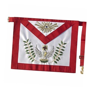 Den Industry 18th Degree Scottish Rite Velvet Masonic <b>Apron</b> Classic Luxury Customized Color <b>White</b> Red Embroidery Square Shape - Product Image 1