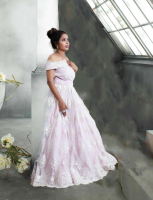 Elegante Vestido de Novia de Gala con Hombros Descubiertos, con Malla Bordada y Tul, Escote Corazón, Estilo Vintage