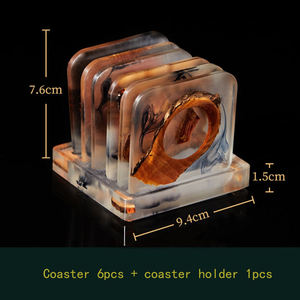 Promotional Square Round <b>Table</b> <b>Epoxy</b> Resin Wooden Coaster for Drinks - Product Image 5