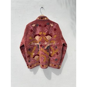 Floral Embroidery <b>Jacket</b> Coat Handmade <b>Short</b> Unisex Coat Boho Chic <b>Jacket</b> Suzani <b>Jacket</b> With Inside Cotton Lining Women's <b>Jacket</b> - Product Image 6
