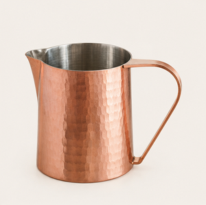 Pure Hammered Copper Mugs Eco-Friendly Metal Milk Frothing Jug Antique Finish Heavy Gauge Copper Water Jug for Home Decor - Product Image 1