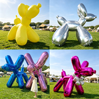 Grande sculpture de chien ballon miroir brillant, modèle réfléchissant personnalisé, décoration d'installation artistique pour événements commerciaux et mariages en extérieur