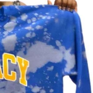 Womens Royal Blue <b>Tie</b> <b>Dye</b> Crew Neck <b>Sweatshirt</b> Long Sleeve LEGACY Graphic Pullover Casual Streetwear Fashion Top Blue White - Product Image 6