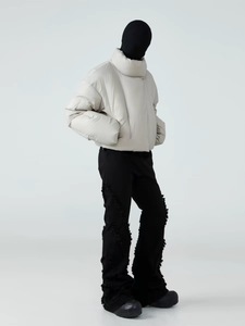 Lightweight Quilted Puffer <b>Jacket</b> With Scarf Collar Full Sleeve Winter Coat Solid Color Thick Polyester Wadding Pullover Style - Product Image 2