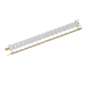 High Quality Yellow 14K Gold Hip Hop Tennis Bracelet Brilliant Cut Natural Diamond Halo Rhodium Plated Symmetrical Design <b>Men</b> - Product Image 1