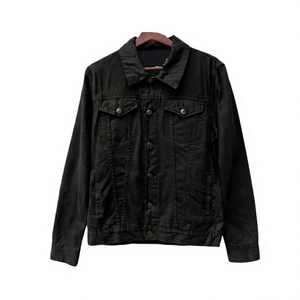 Chaqueta de Mezclilla Marrón Sólida para Hombre, Cuello Camisero, Botón Único, Estilo Casual, Vintage, Corte Regular, Logotipo Frontal - Product Image 3