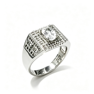 Anillo de compromiso y cóctel unisex de lujo AMBER JEWELS Hiphop con corona de moissanita, chapado en oro de 14K, engaste de púas, corte brillante, tercera parte. - Product Image 2