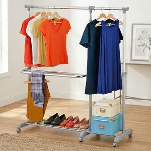 Perchero Metálico Plegable Extensible Cromado con 3 Ganchos para Ropa, Mueble de Almacenamiento Moderno para el Hogar, Estilo DIY, OEM, para Gimnasio - Product Image 5