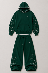 Ensembles de sweats à capuche oversize et pantalons amples personnalisés 450 GSM, ornés de strass, style streetwear décontracté pour hommes, vente en gros - Product Image 3