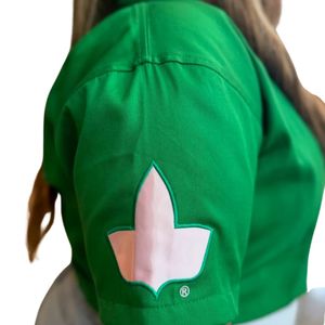 Camisa de Trabajo Verde 1908 con Estampado Trasero, Manga Corta, Abotonada, Estilo Casual para Mujer, Colección de Ropa - Product Image 2