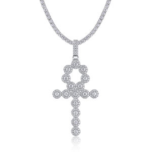 Colgante Solitario Clásico con Diamantes Redondos de Corte Brillante Engastados en Acero Inoxidable Chapado en Rodio, Joyería de Moda Unisex - Product Image 2