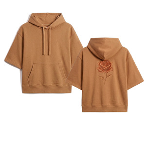 Premium <b>Short</b> <b>Sleeve</b> <b>Hoodies</b> Embroidered Custom Manufacturing OEM - Product Image 4