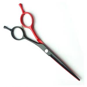 Professional Hair Scissors Stainless Steel Blade Red Black <b>Handle</b> <b>Long</b> <b>Handle</b> Right Handed Hairdressing <b>Shears</b> - Product Image 4
