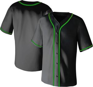 Maillot de sport à col en V noir et vert à manches courtes, séchage rapide, en polyester, décontracté, pour l'été - Product Image 1
