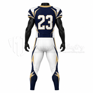 Uniforme Personalizado de Fútbol Americano - Jersey y Pantalones Azules y Blancos, Sublimados, 100% Poliéster/Spandex con Elasticidad en Cuatro Direcciones - Product Image 2