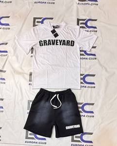 Ensemble T-shirt et short pour homme, streetwear d'été, décontracté, 2 pièces, respirant, en coton, imprimé en sérigraphie - Product Image 1