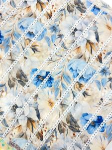 Tela de polialgodón con estampado digital y bordado floral, ancho de 44 pulgadas, para usar en kurtis, vestidos, trajes, etc. - Product Image 3