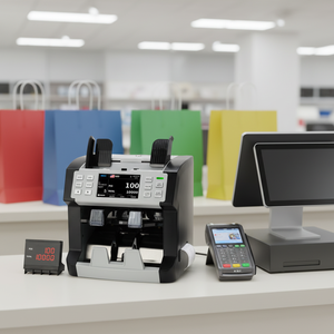 Compteur de billets P200 <span class=keywords><strong>1</strong></span>+<span class=keywords><strong>1</strong></span> avec trieur de pochettes, écran tactile, imprimante intégrée, qualité professionnelle, écran LCD TFT 3,5 pouces, détection automatique de devises - Product Image 1