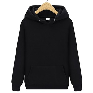Men's Black Hooded Sweatshirt Regular Fit Cotton French Terry Casual Long Sleeve Pocket Autumn Wear 2027 - Product Image 1