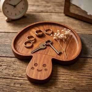 Bandeja de presentación de alimentos de madera con diseño de hongos, hecha a mano, decorativa, para restaurantes, catering y eventos - Product Image 6