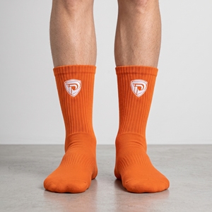 Chaussettes orange à logo blanc sur le revers, respirantes, tricotées, pour usage décontracté, adultes - Product Image 3