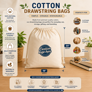 Bolsas de Algodón Premium con Cordón, para Almacenamiento, Regalos, Viajes, Organización, Ecológicas, Reutilizables, con Logotipo Personalizado - Product Image 5