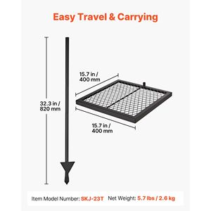 Heavy Duty 16" Swivel Campfire Grill <b>Grate</b>-Portable Steel <b>BBQ</b> Mesh 360 Height Adjustable - Product Image 2