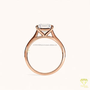 Anillo de Compromiso Solitario con Diamante Moissanite Corte Princesa, Anillo de Promesa en Oro Rosa, Joyería Nupcial Minimalista, Regalo - Product Image 2