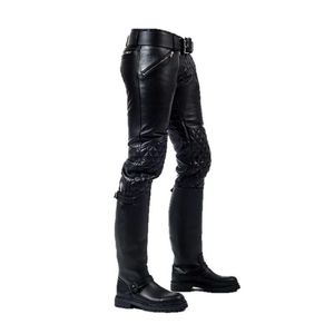 กางเกงหนังแกะบุผ้านวมสีดำสำหรับผู้ชาย - Product Image 2