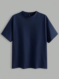 T-shirt en coton gris uni pour homme, col rond, manches courtes, coupe classique, jersey décontracté, haut uni - Product Image 4