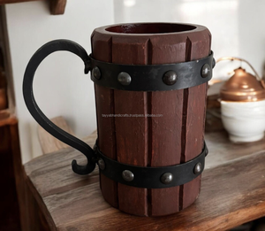 Handmade <b>Vintage</b> Wooden Tankard Natural Wood Beer <b>Mug</b> Tea Milk Water Cool Belly Cups Gift for Men Ceramic Cups Product Category - Product Image 2