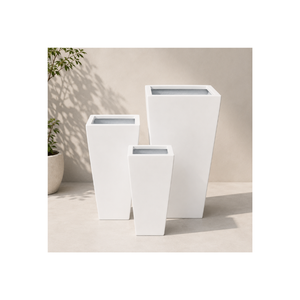 Maceta Decorativa Alta de Fibra de Vidrio Roja Mate Contemporánea, Ligera, Ecológica y Resistente a la Intemperie, para Jardín, OEM - Product Image 1
