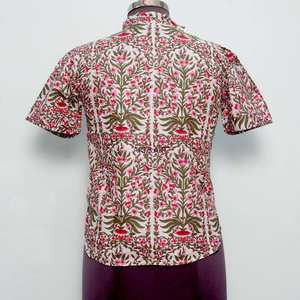 Túnica de Playa Moderna Vintage para Mujer, con Estampado Floral, Cuello Redondo, Manga Corta Abullonada, Casual, Modesta, Lavable, 100% - Product Image 6