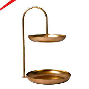 Simple Luxury Two Tier Golden Metal Cake <b>Stand</b> Premium Cupcake Dessert <b>Display</b> <b>Stand</b> for Wedding Party Bakery Decor - Product Image 1