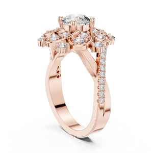Anillo de Compromiso Art Deco Vinson Project con Moissanita de 2 Quilates, Corte en Racimo, Oro Rosa, Acero Inoxidable, Certificado GRA, Diseño Floral - Product Image 2