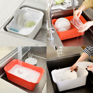 Trái cây rửa lưu vực Rau rửa bồn tắm kháng khuẩn thực phẩm an toàn nhựa món ăn ngâm washtub nhà bếp bền Made in Nhật Bản dishpan - Product Image 6