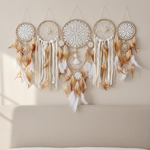 Ensemble de attrape-rêves bohèmes en bois de pin artisanal - Art mural en macramé en gros - Product Image 3