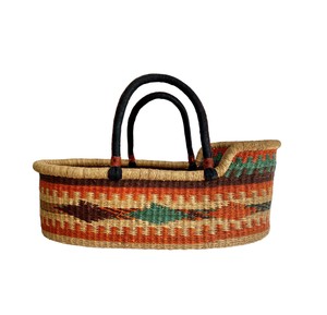 Cesta cambiador funcional de junco marino con patrón geométrico azteca, combinada con cesta cambiador de mimbre para niños y asas negras, al por mayor. - Product Image 2