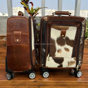 Custom 14-Inch Cowhide <b>Leather</b> Trolley Luggage <b>Bag</b> High-Quality Genuine <b>Leather</b> Travel Suitcase for <b>Men</b> - Product Image 4