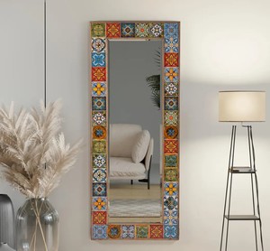 Espejo de cuerpo entero de azulejos turcos hechos a mano – Decoración de pared estilo bohemio - Product Image 1
