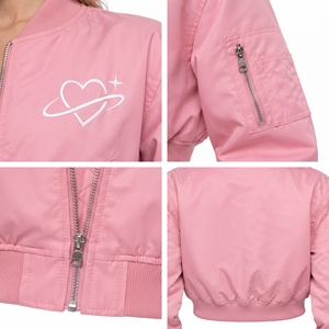 Chaqueta de vuelo MA1 corta para mujer con logotipo personalizado OEM, cuello mandarín, cortavientos, chaqueta bomber corta de nailon y poliéster para mujer - Product Image 6