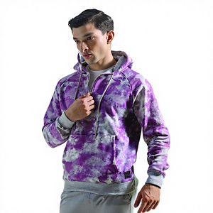 Sudadera con capucha OEM de media cremallera, teñida, ajustada, 100% algodón, informal, unisex - Product Image 1