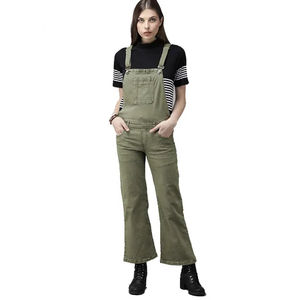 Ensemble deux pièces tendance pour femme : salopette en jean boutonnée et haut en coton délavé de haute qualité – Livraison directe - Product Image 4