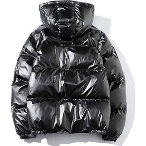Chaqueta Acolchada con Capucha Negra Unisex, Cierre de Cremallera, Cortavientos, Abrigo Casual de Invierno, Relleno Grueso de Plumón, Largo Regular - Product Image 2