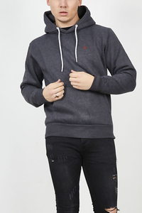 Stylish <b>Mens</b> Fleece Hoodie Sweatshirt in Dark Grey with Front Pocket and Soft Comfortable Fabric for Everyday Winter Wear - Product Image 4