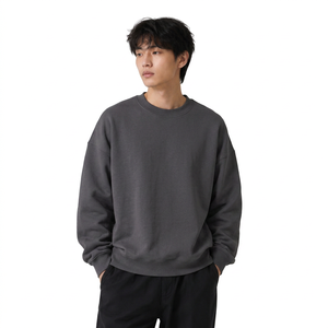 Wholesale custom boxy fleece <b>crewneck</b> with pigment dyed and <b>crewneck</b> sweatshirt for US clothing brands - Product Image 1
